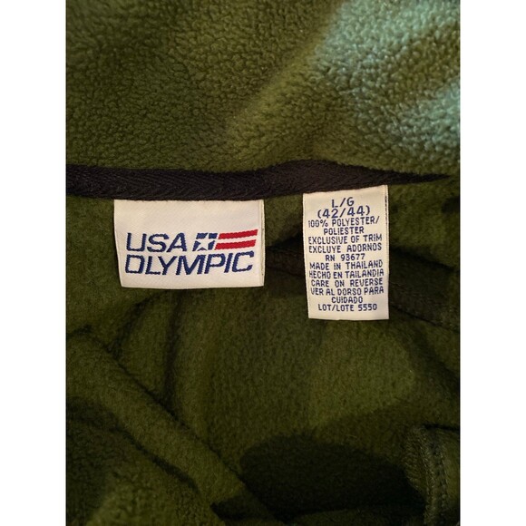 USA Olympic Men’s Vest Sz Large 42/44 Hunter Green Fleece  Black Trim Pockets - Picture 9 of 12